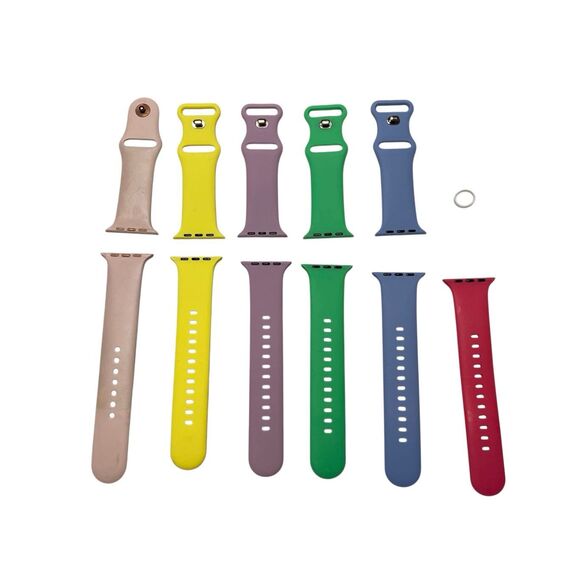 Amsky Silicone Apple Watch Bands 42mm 44mm 45mm Lot 6 Mixed Colors Electronics - Picture 1 of 6